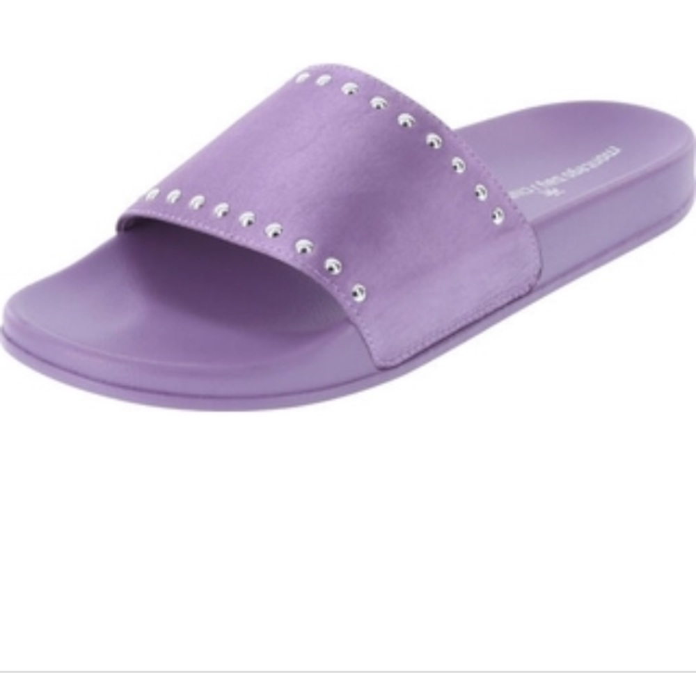 New pool slide sandals purple in silver stud 7